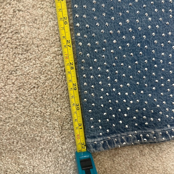 Good American Good Ease Relaxed Rhinestone Embellished Wide Leg Jean sz12 - Picture 5 of 7